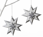 Stjernestunder 3 D stjerner sølv og hvid - Fransenhome